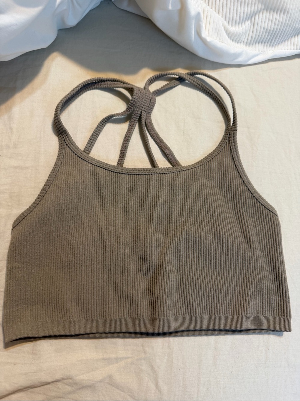 Forever 21 Ribbed Strappy Back Bralette - Taupe
